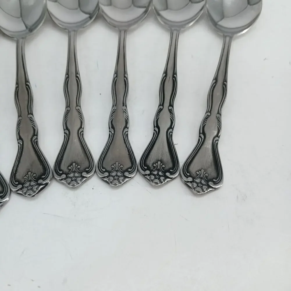 8X Tbsp Vtg Noritake 18-8 Stainless Japan Sylvia Flatware Table Spoons